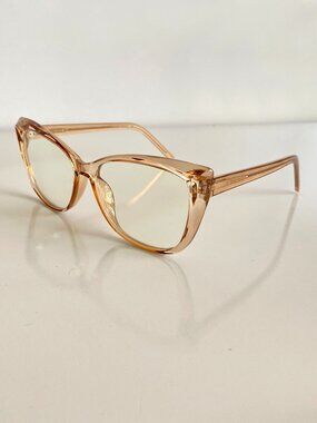 Fashion Cat Eye Tea Light Blocking Glasses Acetate Eyeglasses Clear Lens